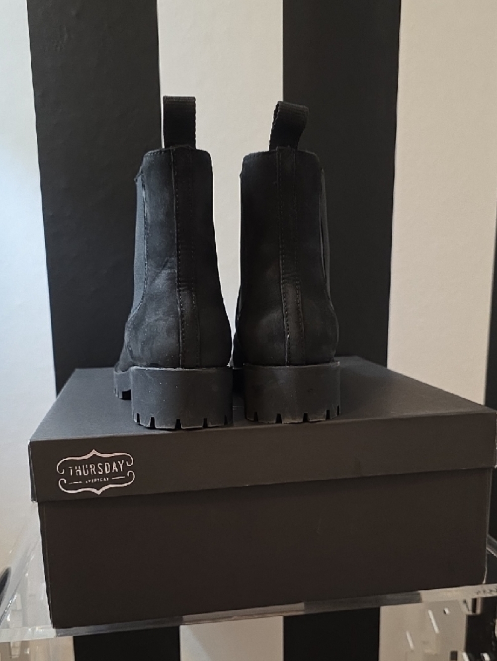 Thursday Boot Company Black Suede Chelsea Lug Boots - Picture 4 of 5